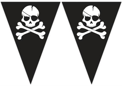 Filare 9 bandierine triangolari pirati black skull