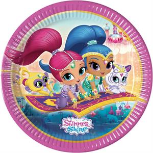 8 Paper Plate Shimmer and Shine 23 cm.