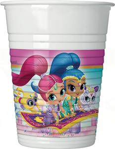 8 Plastic Cups Shimmer and Shine 200 ml.