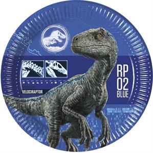 8 Plato de papel Jurassic World 23 cm.