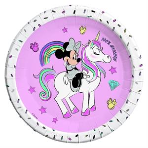 8 Paper Plate Minnie Unicorn 23 cm.