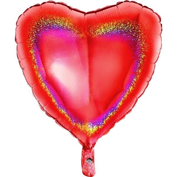 18 heart 18INC GLITTER HOLOGRAPHIC RED
