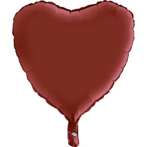 18 HEART HEART 18INC SATIN RUBIN RED