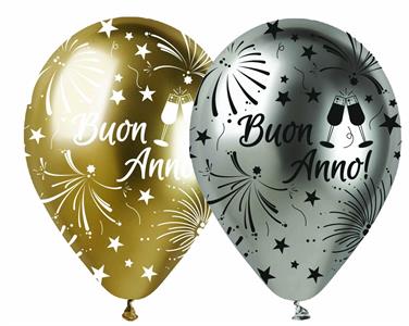 Bag of  25 balloons SHINY BUON ANNO Silver GOLD