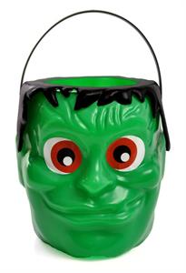 CESTINO WITHTENITORE HALLOWEEN Monster green   CM 16 H CM 20