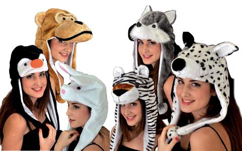 HAT ANIMALS IN PELUCHES WITH PON PON Assort.