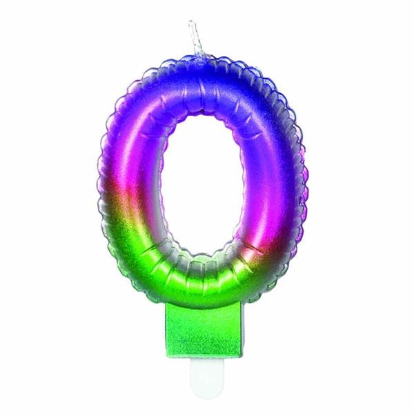 Candle 7,2 CM. WITH CANDLE HOLDER - RAINBOW NR 0