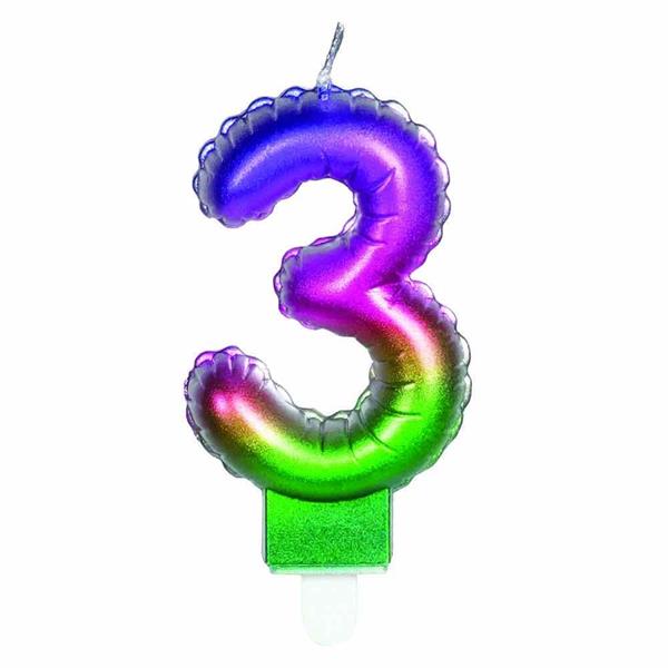 Candle 7,2 CM. WITH CANDLE HOLDER - RAINBOW NR 3