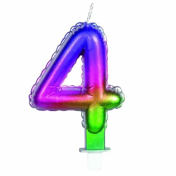 Candle 7,2 CM. WITH CANDLE HOLDER - RAINBOW NR 4