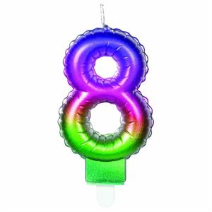 Candle 7,2 CM. WITH CANDLE HOLDER - RAINBOW NR 8