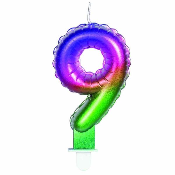 Candle 7,2 CM. WITH CANDLE HOLDER - RAINBOW NR 9