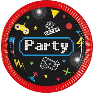 8 FSC PAPER PLATES 20CM GAMING PARTY