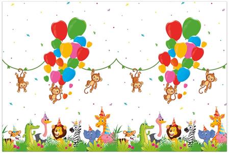 PLASTIC TABLECOVER 120X180CM JUNGLE BALLOONS