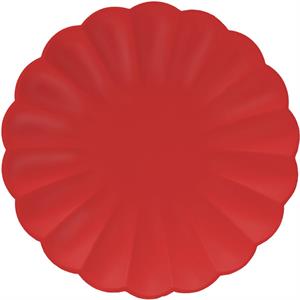 8 PAPER PLATES FLOWER SHAPE 23 CM RED COMPOSTABLE