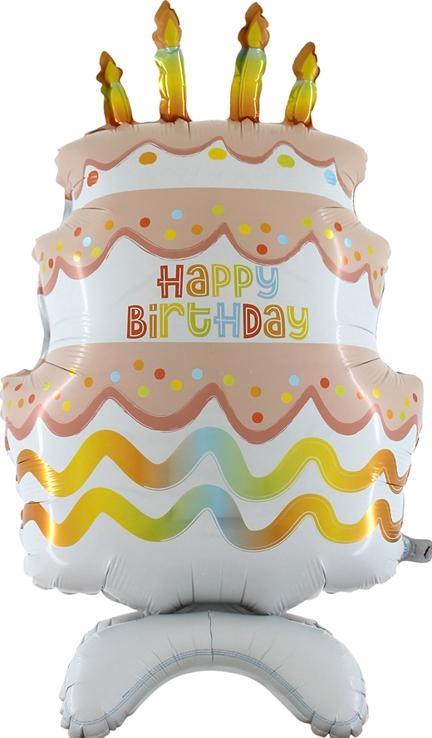 PALLONCINO MYLAR STANDING BALLOON TORTA COMPLEANNO CM 43X23 H