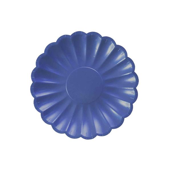 8 PAPER PLATES FLOWER SHAPE 20 CM  MIDNIGHT BLUE COMPOSTABLE