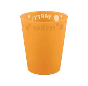 REUSABLE BICCHIERE PARTY 250 ML ARANCIO SEMITRASPARENTE CON RILI