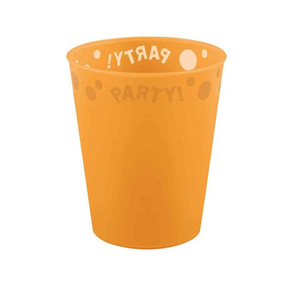 REUSABLE BICCHIERE PARTY 250 ML ARANCIO SEMITRASPARENTE CON RILI