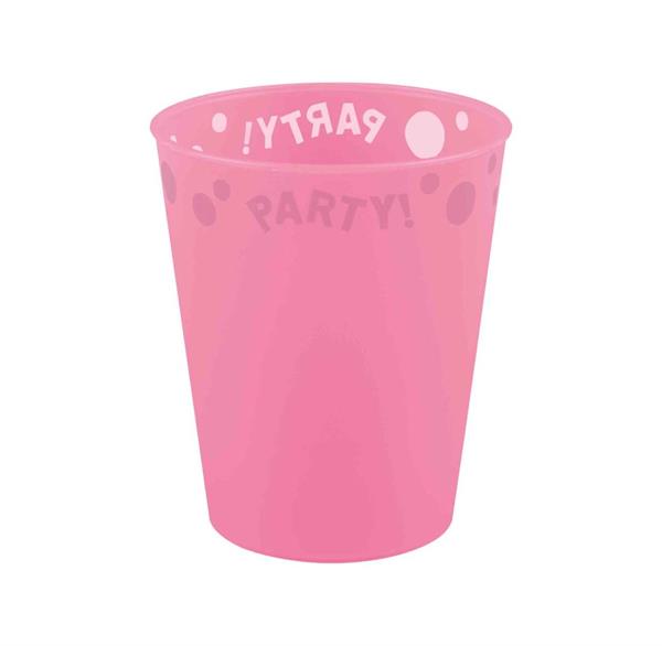 REUSABLE BICCHIERE PARTY 250 ML ROSA SEMITRASPARENTE CON RILIEVO