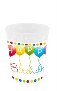 REUSABLE BICCHIERE PARTY 250 ML HAPPY BIRTHDAY STREAMERS CON RIL