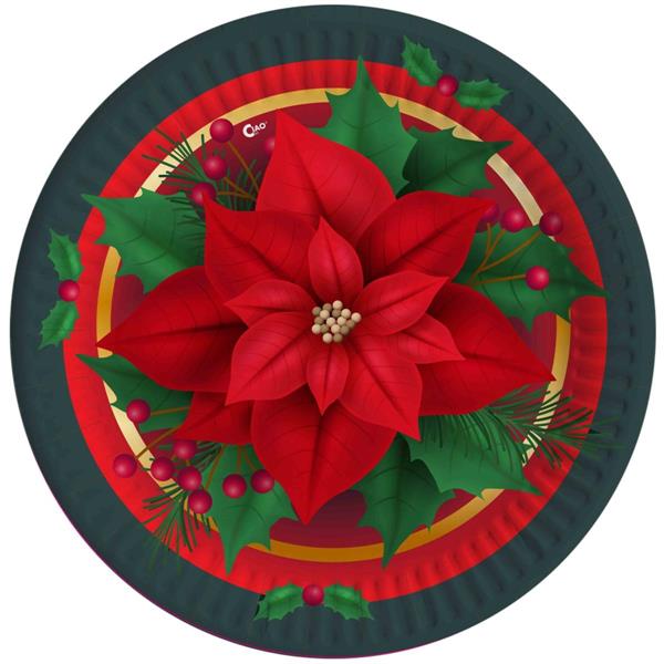 PIATTI CARTA COMPOSTABILI CHRISTMAS POINSETTIA DIAM CM 23 CF 8