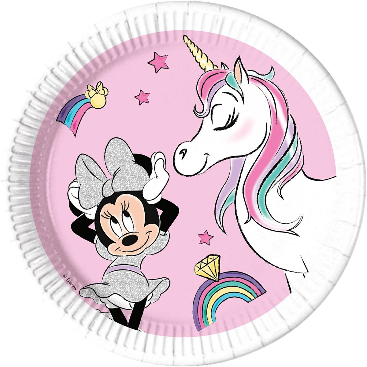 8 Paper Plate Minnie unicorn Compostable  cm