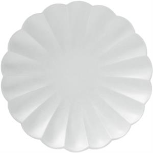 8 Paper Plates Flower shape 23 cm White Compostable