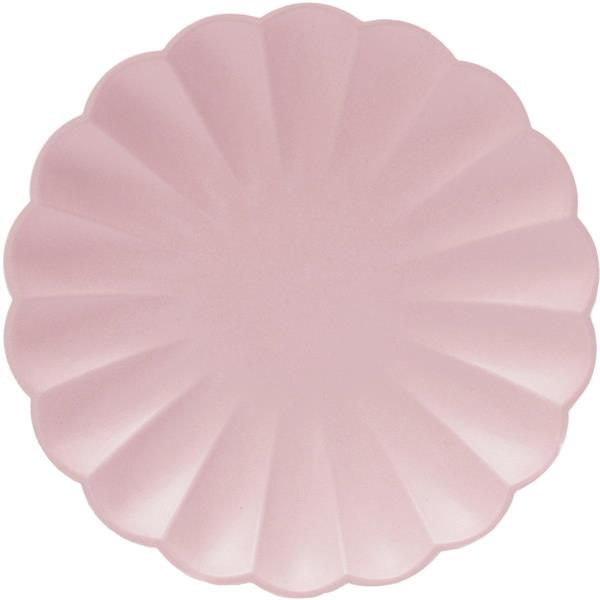 8 Plato de papels Flower shape 23 cm Baby pink Compostable
