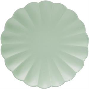 8 Paper Plates Flower shape 23 cm Mint Green Compostable