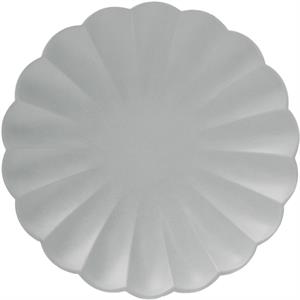 8 Paper Plates Flower shape 23 cm Grey Compostable