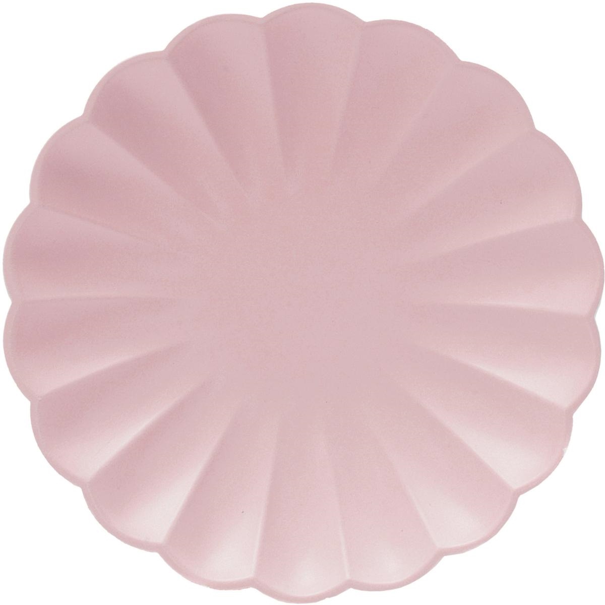 8 Paper Plates Flower shape 20 cm Baby Pink Compostable