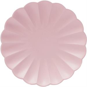8 Paper Plates Flower shape 20 cm Baby pink Compostable