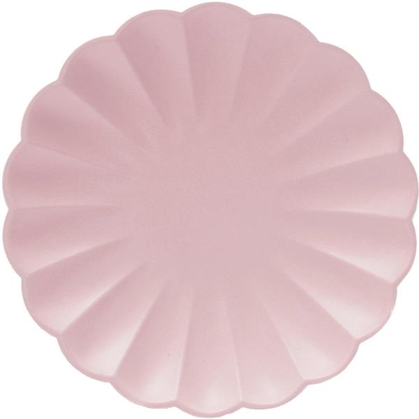8 Plato de papels Flower shape 20 cm Baby pink Compostable