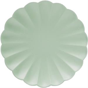 8 Paper Plates Flower shape 20 cm Mint Green Compostable