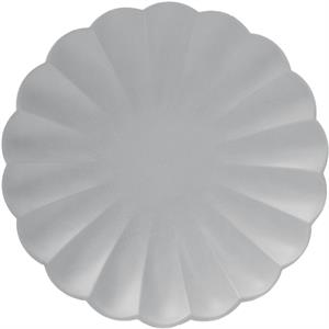 8 Paper Plates Flower shape 20 cm Grey Compostable