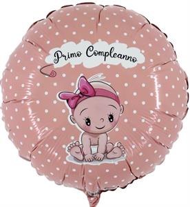 18 Tondo Primo Compleanno Pink    5PZ